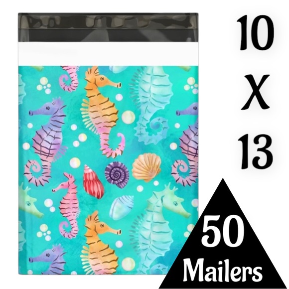 50 10X13 Poly Mailers Seahorses Shipping Envelopes Bags PRICE IS FIRM - Picture 2 of 7